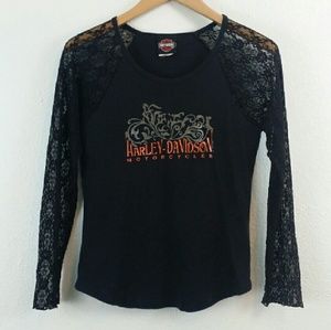 * New info* Harley Davidson shirt w/lace sleeves