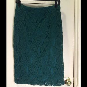 Green Lace Midi Skirt