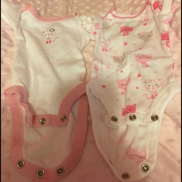 White and Pink Cat Onesies.