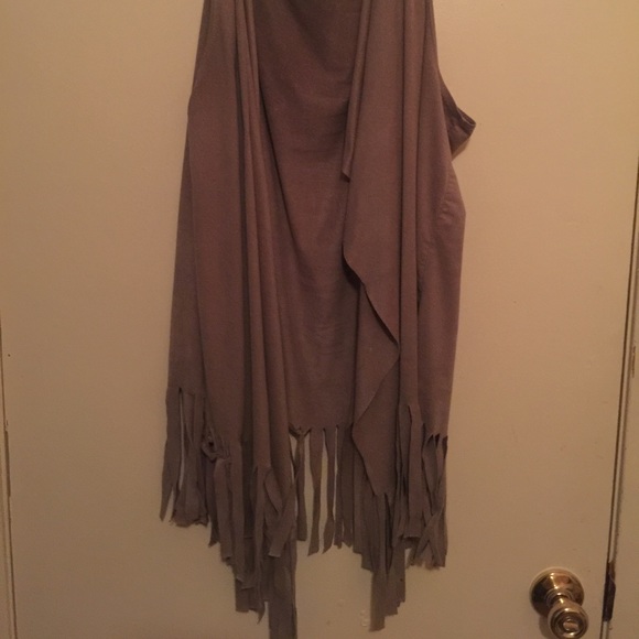 Fun soft suede  dark tan fringe vest