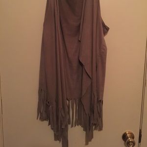 Fun soft suede  dark tan fringe vest