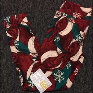 Lularoe Holiday Christmas Legging Rabbit Bunny Red