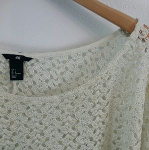 H&M sheer cream crochet top
