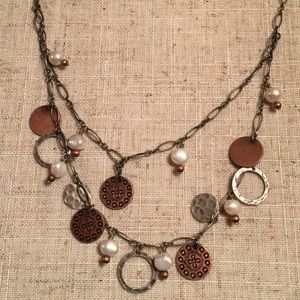 Silpada Freshwater Pearl Copper coin Necklace