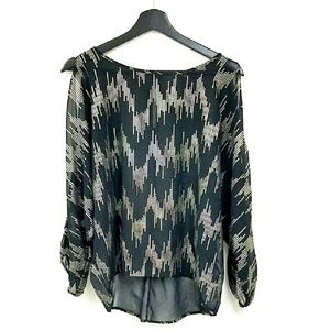 High Low Sheer Cut Out Sleeves Blouse