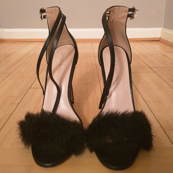Little Mistress Shoes - Little Mistress Monroe Faux Fur Ankle Strap Heeled