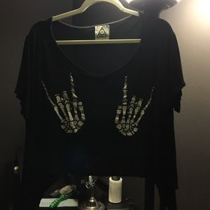 Unif skeleton hands crop top