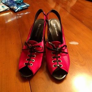 Hot pink slingback pumps