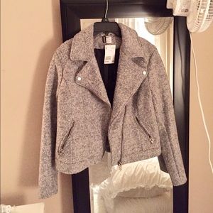 BNWT H&M Bouclé Moto Jacket Sz 10