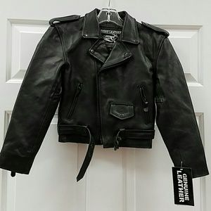 Children's leather bomber jacket