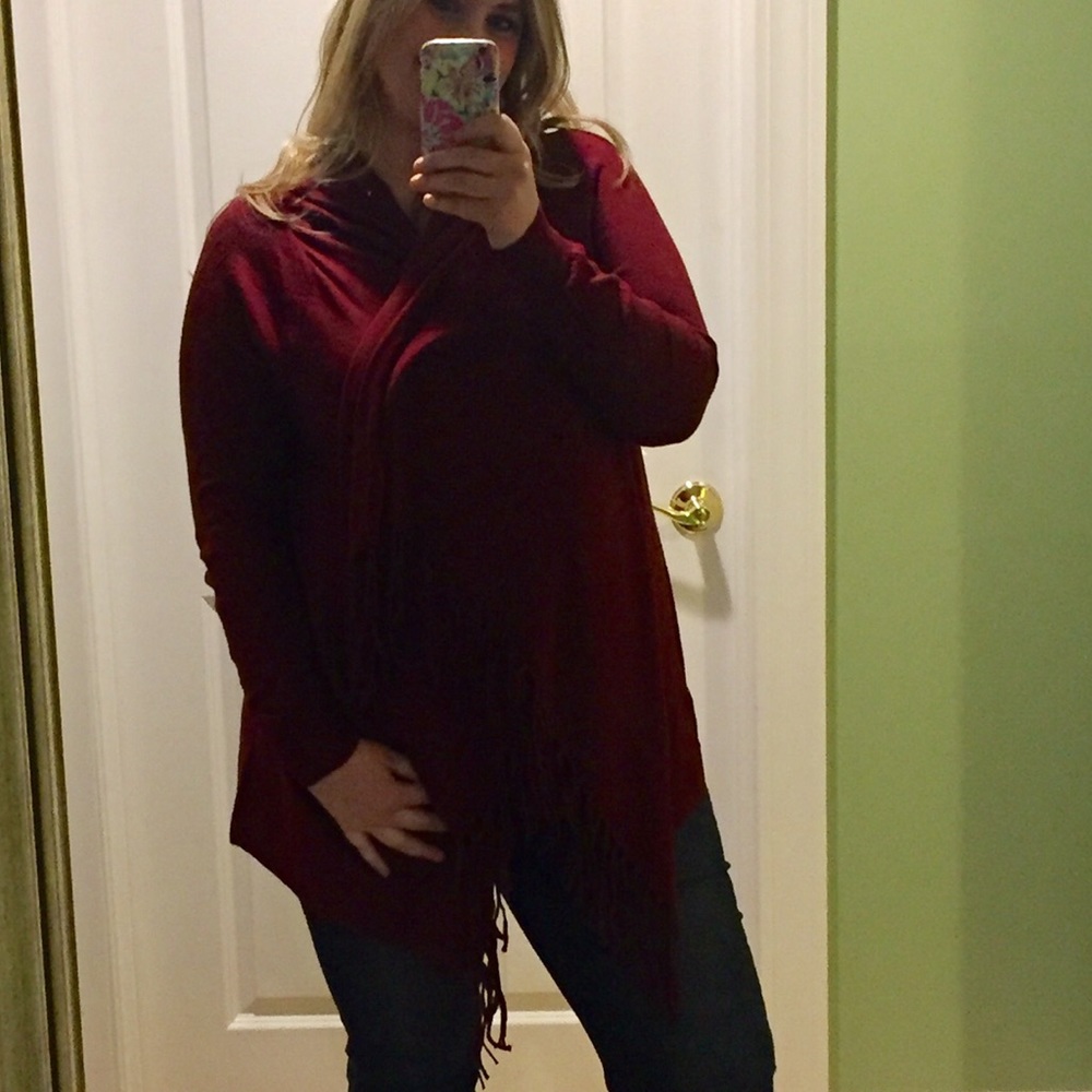 S-L Boho Fringe Draped Cardigan- Black - Picture 4 of 4