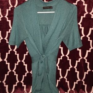 Aqua blue cardigan with attached tie.. Limited!