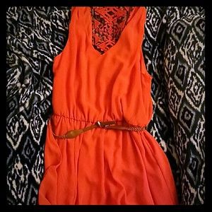 Orange Sleeveless Mid-Length Dress