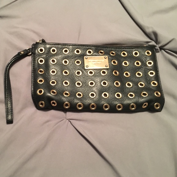 Pre Owned Michael Kors Black and Gold Clutch