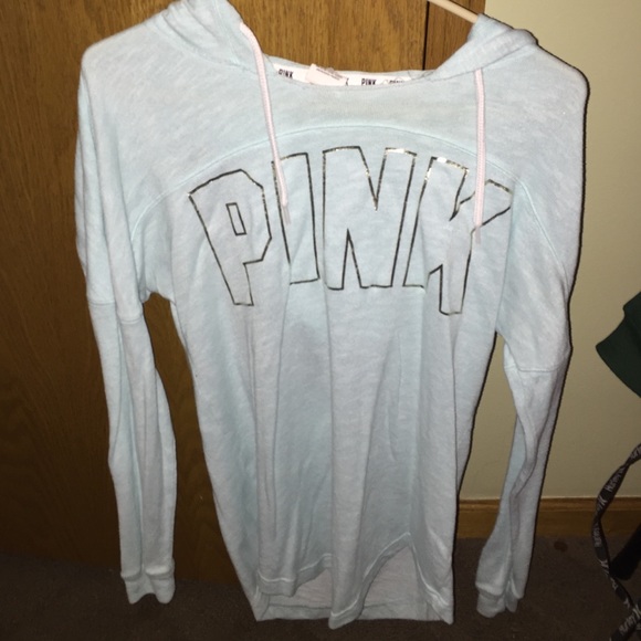 PINK Victoria's Secret Sweaters - PINK Hoodie Sweater - Light Blue