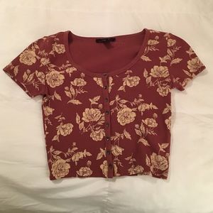 Red Floral Crop Top