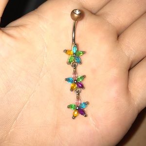 Flower dangle belly ring