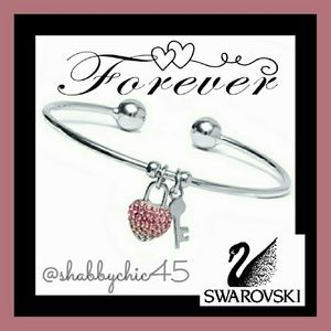 Swarovski Jewelry - Silvertone Key to my Swarovoski Heart Arm Cuff Swarovski Jewelry - Silvertone Key to my Swarovoski Heart Arm Cuff