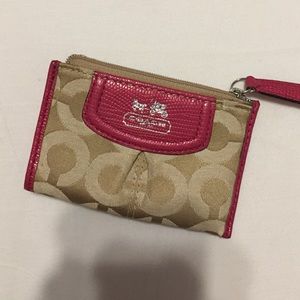 Pink Coach Monogram Wristlet