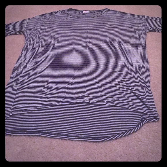 LuLaRoe Medium Irma with Black & Grey Stripes - Picture 1 of 2