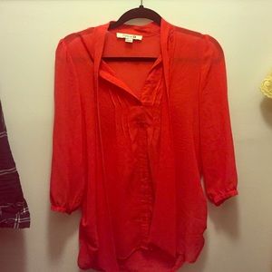 Red sheer shirt in small