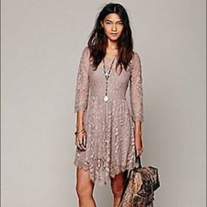 Free people mesh nude lace dress size 4