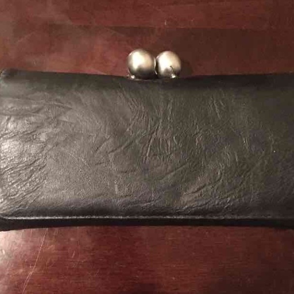 Black faux leather clutch wallet