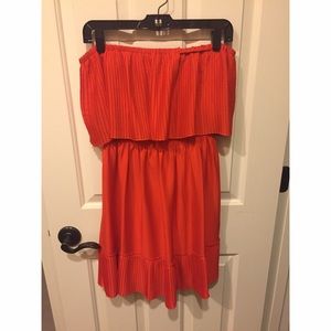 BCBGeneration Red-Orange Strapless Dress