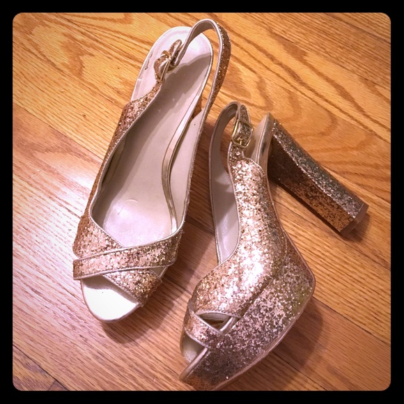 Gold sequin heels
