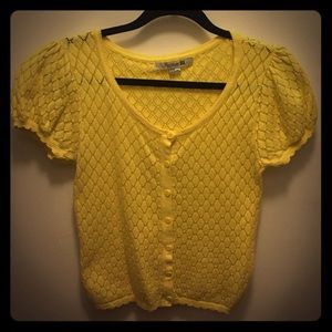 Yellow capped sleeve cardigan