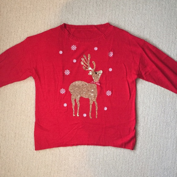 Christmas Sweater with Sequin Reindeer