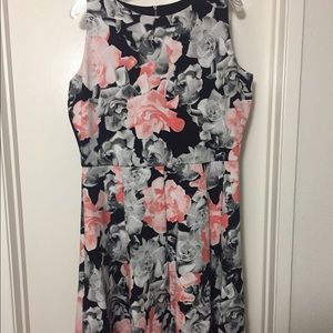 Alfani black, gray, and pink floral a-line dress