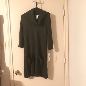 Dark Green turtleneck sweater dress