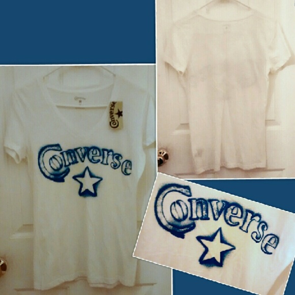 NWT Converse Shirt (White/Blue Print)