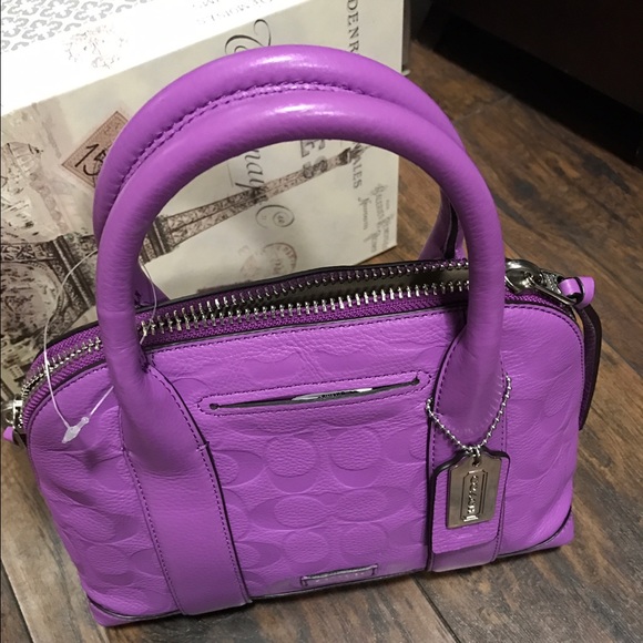 Coach Peyton mini satchel embossed passion berry