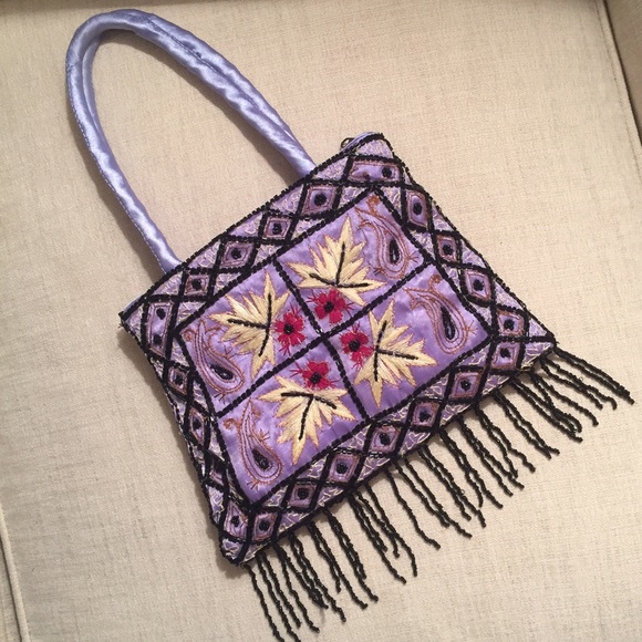 Silk Embroidered Beaded Evening Bag