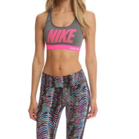Nike Other - Like New Nike Pro Sports Bra Heather Grey Pink