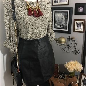 Black 100% Leather Mini Skirt