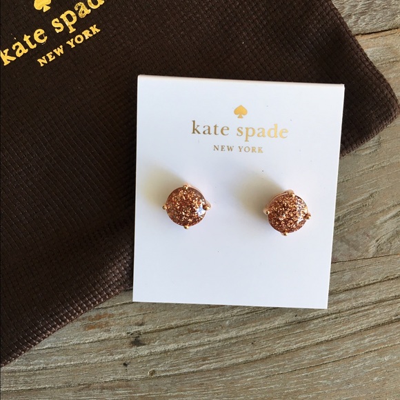 kate spade Jewelry - NWT Kate Spade Rose Gold Glitter Earrings