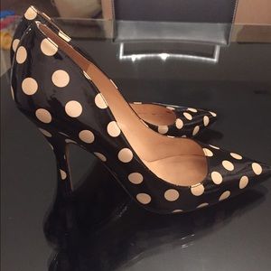 Black and cream polka dot heels