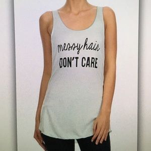 🐿White messy🐿 hair don't care tank