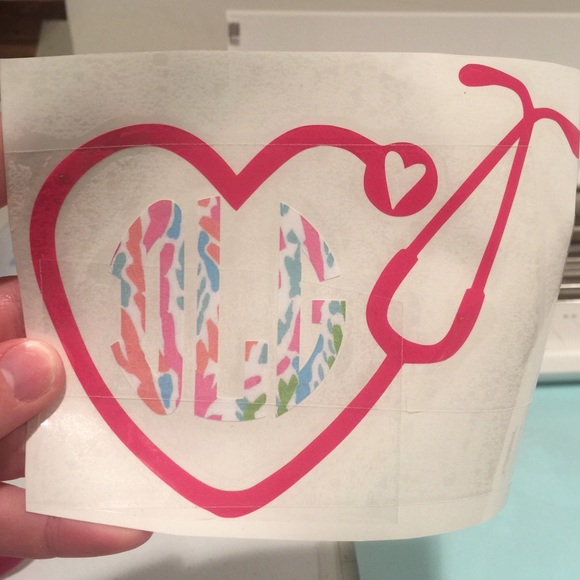 NURSE Lilly Pulitzer stethoscope Monogram Decal - Picture 1 of 4
