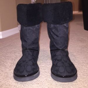 Coach Black Fur Boots