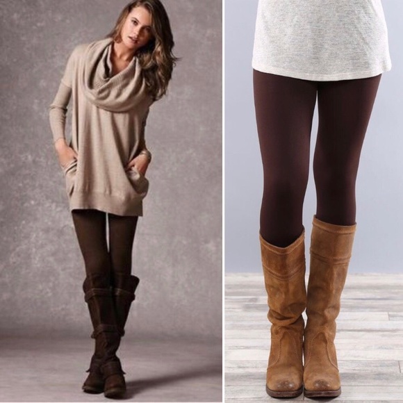 Fleece LEGGINGS Tummy Control High WAIST 8 COLORS - Picture 5 of 9