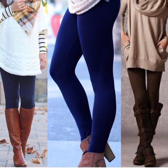 Fleece LEGGINGS Tummy Control High WAIST 8 COLORS - Picture 6 of 9