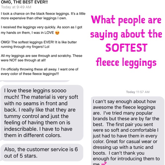 Fleece LEGGINGS Tummy Control High WAIST 8 COLORS - Picture 2 of 9