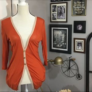 Open-Back Orange Drape Cardigan