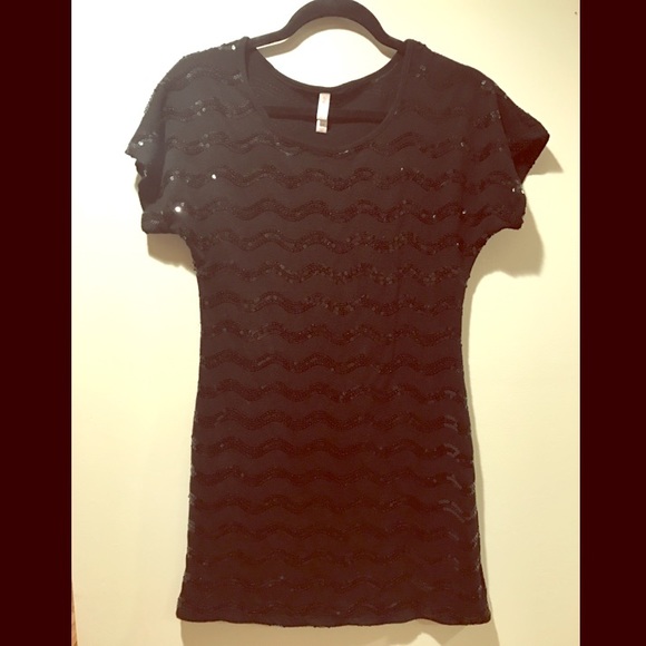 Black Sequin Accent Dress!