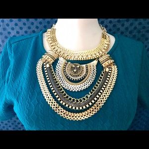 Brand New gold/silver/gunmetal statement necklace