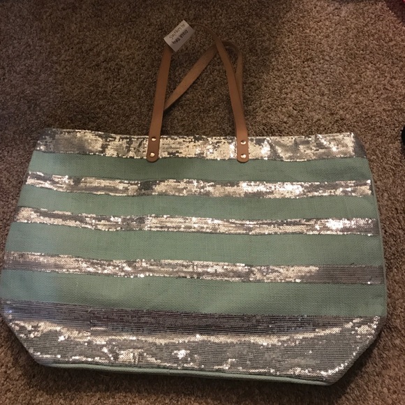 Aqua Tote with Sequins